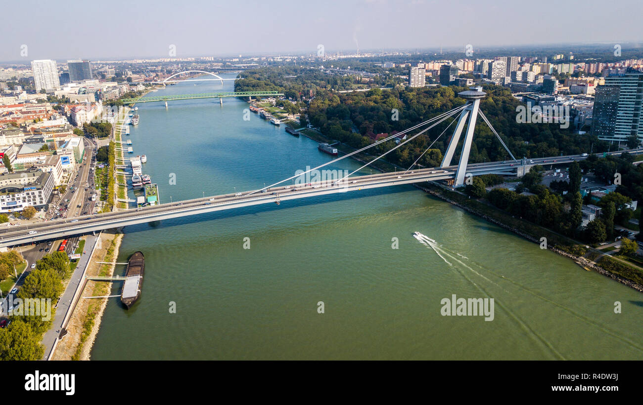 La maggior parte dei SNP, Bridge, Bratislava, Slovacchia Foto Stock