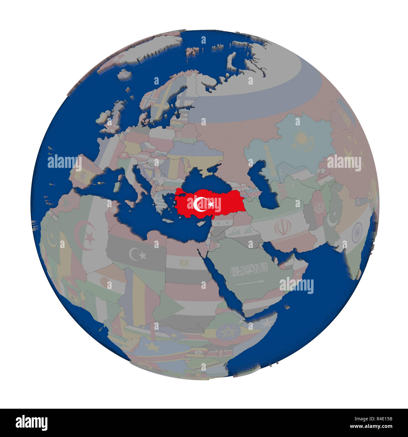 La Turchia sul globo politico Foto Stock