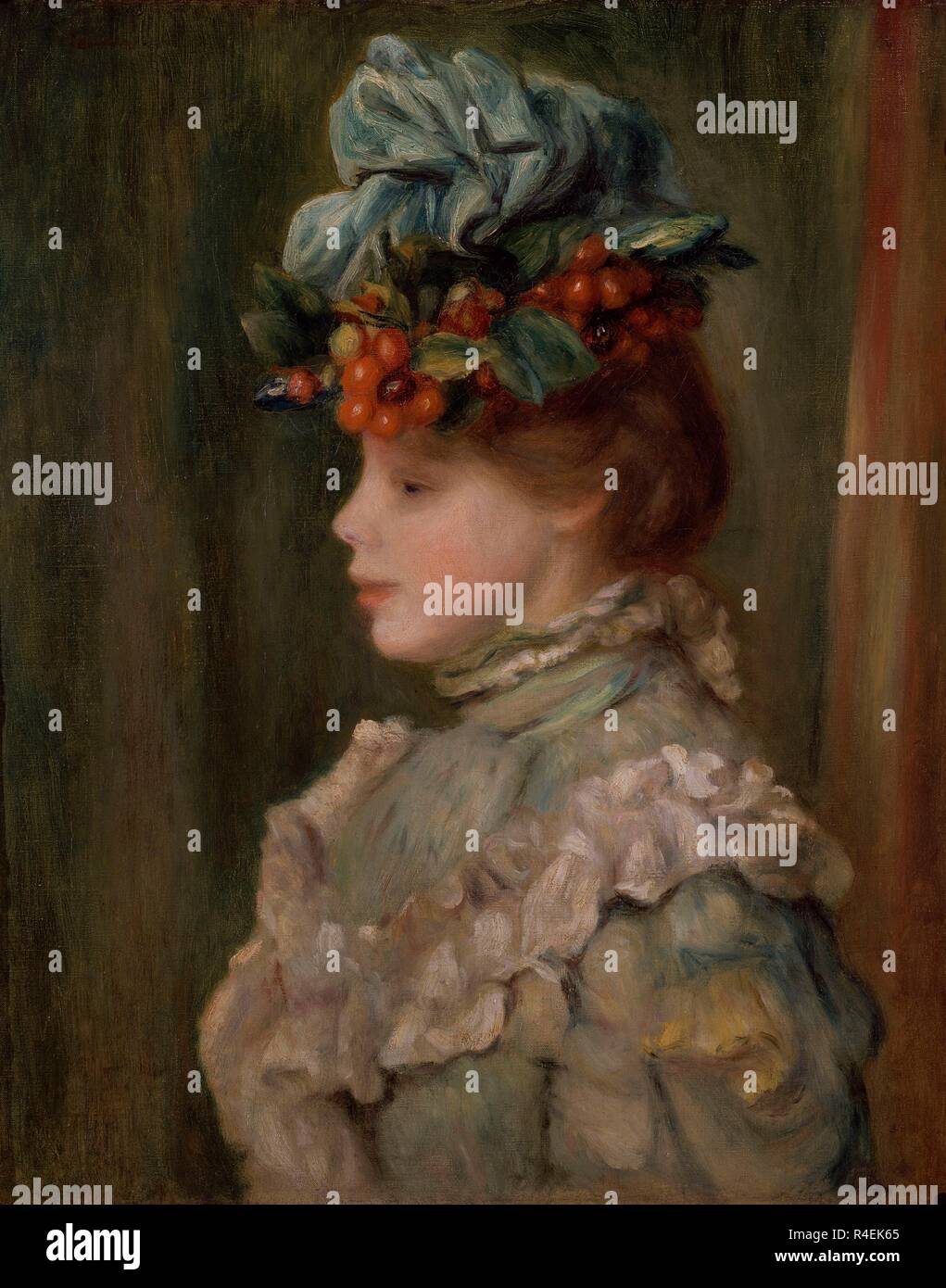 La Hat con ciliegie - 1884 - Olio su tela - impressionismo francese. Autore: Renoir, Pierre-Auguste. Posizione: Collezione privata. MADRID. Spagna. Foto Stock