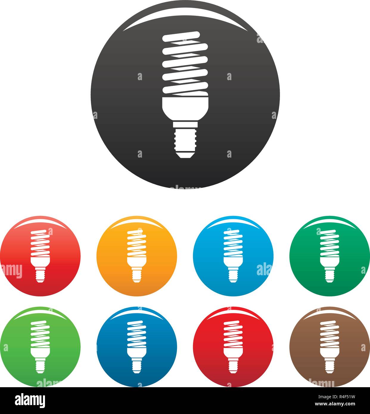 La lampadina a risparmio energetico set di icone 9 vettore di colore isolato su bianco per qualsiasi design Illustrazione Vettoriale