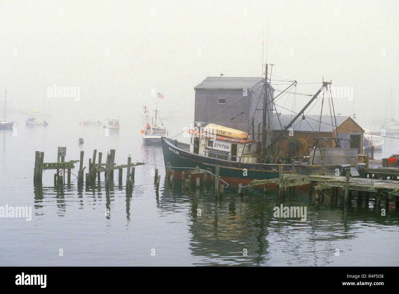 Un pesce commerciale pier in Boothbay Harbor, Maine, Stati Uniti d'America Foto Stock