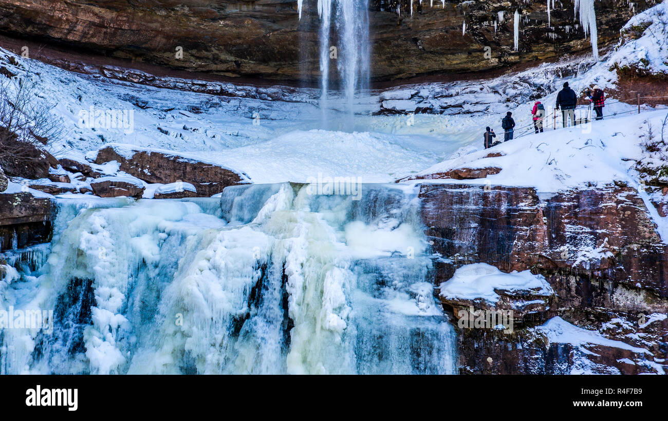 Inverno a Kaaterskill Falls, Catskill Mountains, New York, Stati Uniti d'America Foto Stock