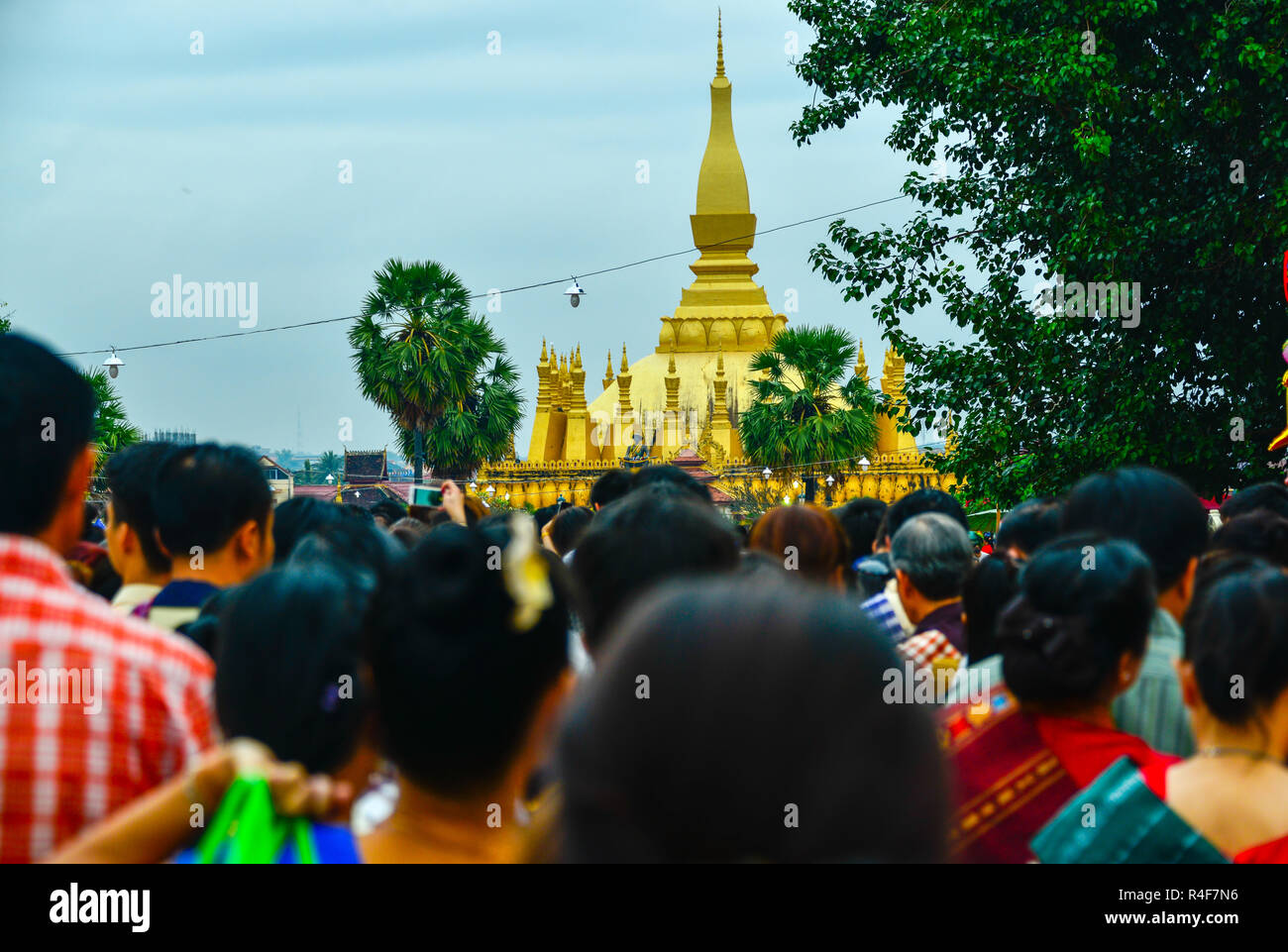 Città di Vientiane in Laos durante il That Luang buddista Festival Foto Stock