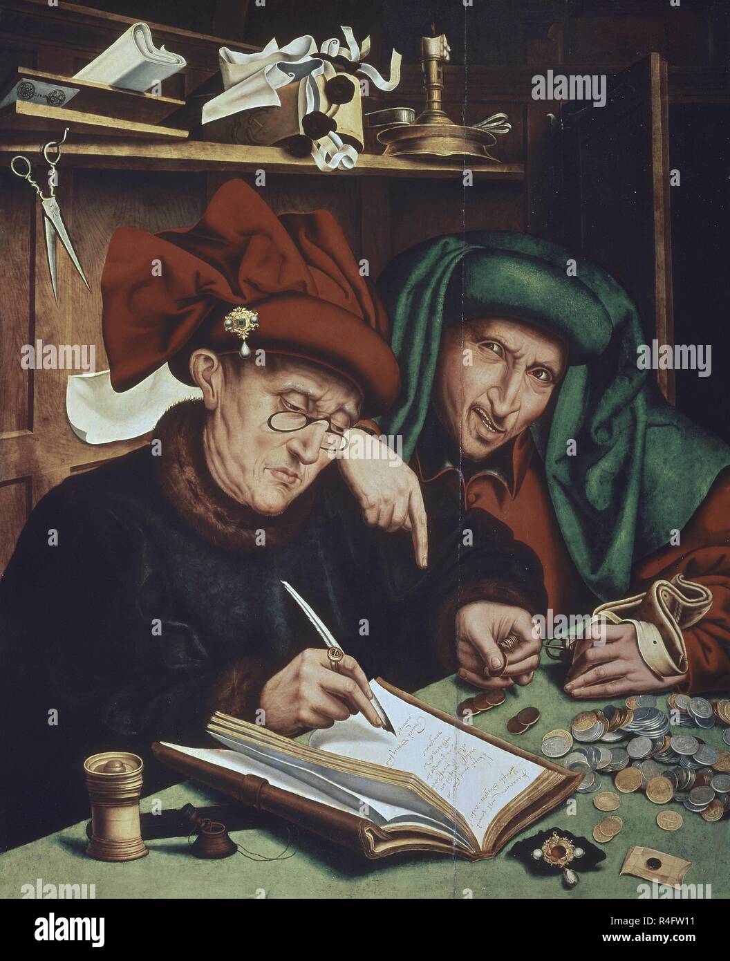 I prestatori di denaro - XVI secolo - olio su pannello - Rinascimento Fiammingo. Autore: REYMERSWAELE, MARIANUS VAN. Posizione: Collezione privata. Foto Stock