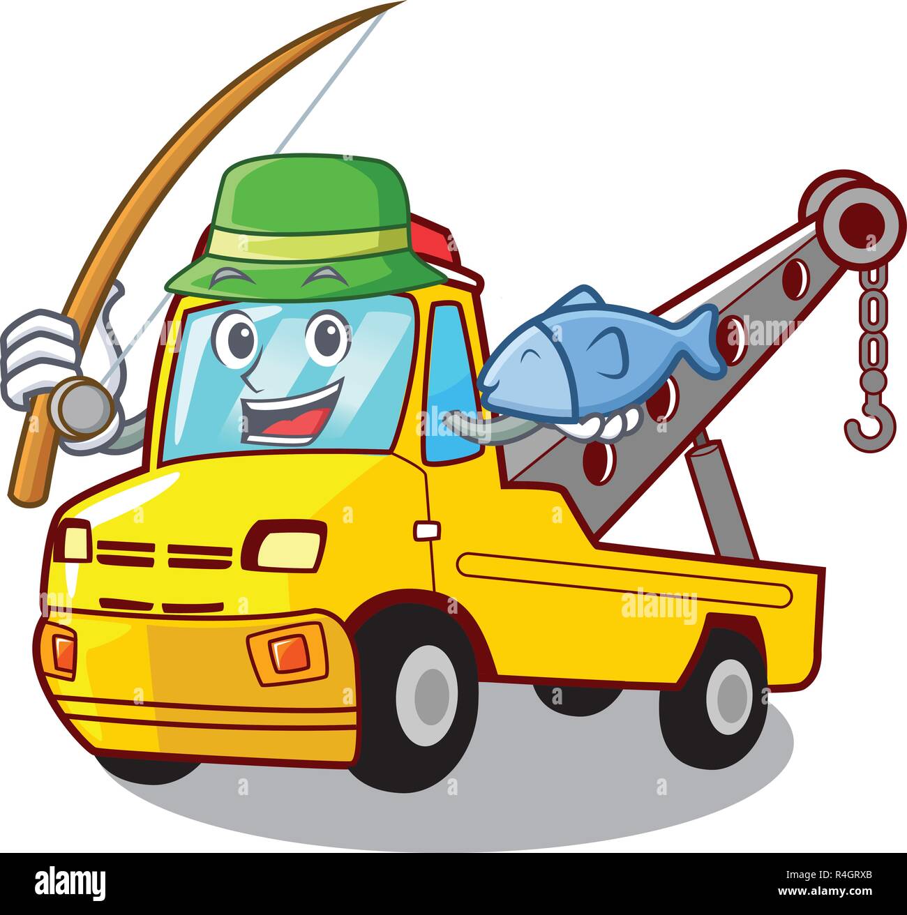 La pesca di Trasporto su carrello di traino auto cartoon Illustrazione Vettoriale