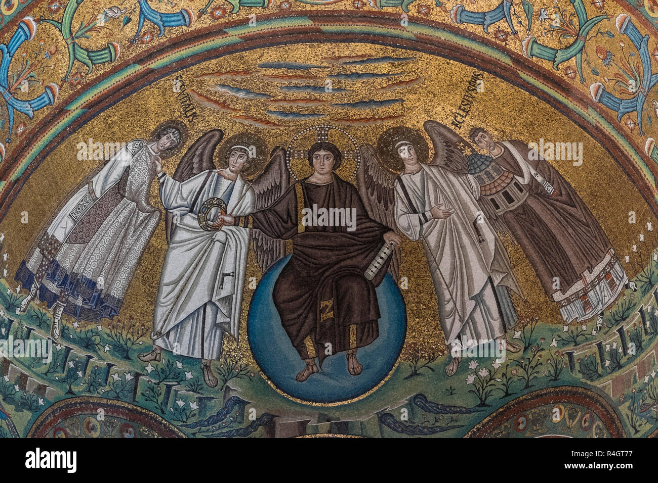 Italia, Emilia Romagna, Ravenna: i mosaici della Basilica di Sant'Apollinare Nuovo (Basilica di San Apollinare) Foto Stock