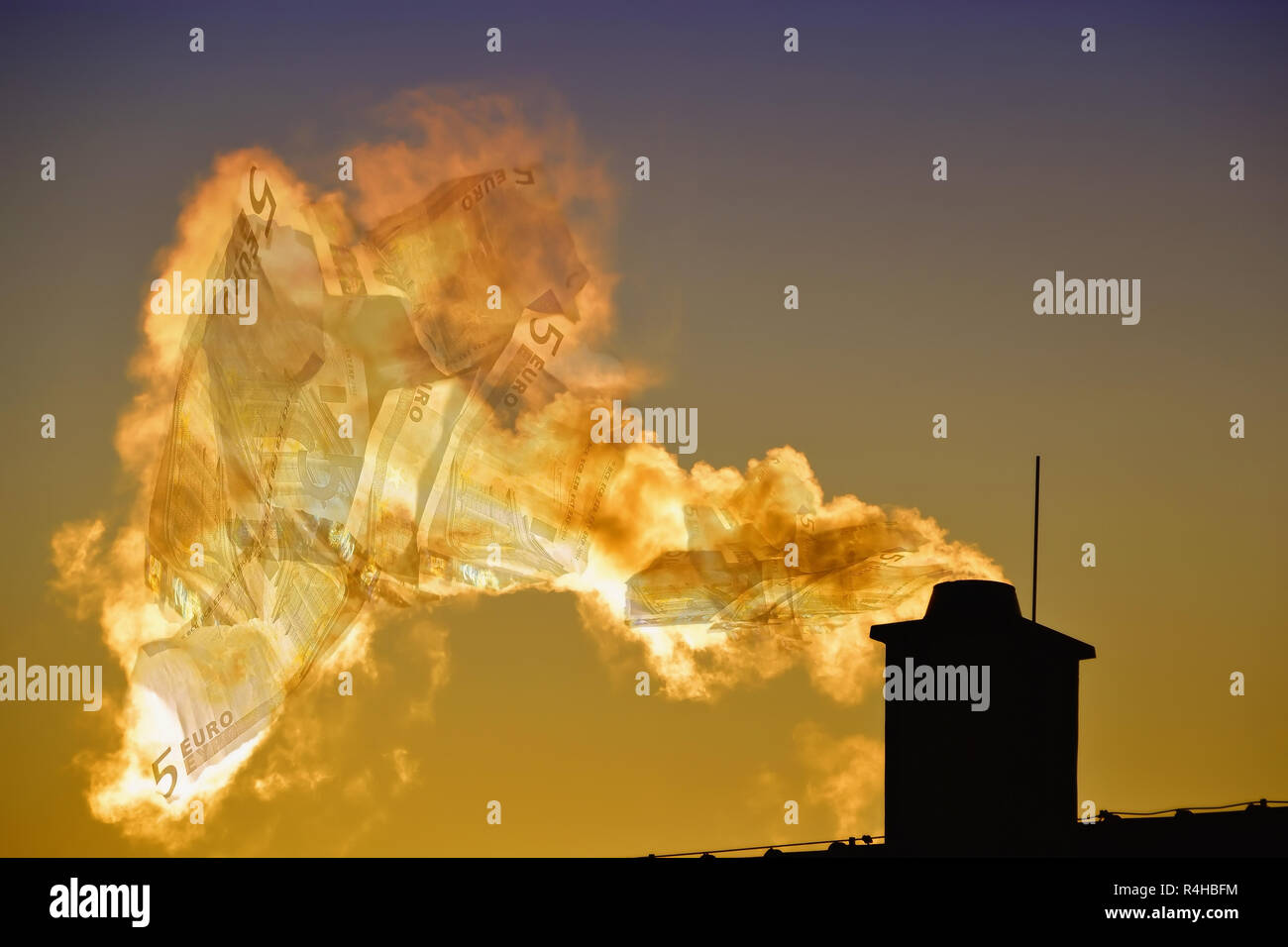 L'aumento costante delle spese di riscaldamento Foto Stock