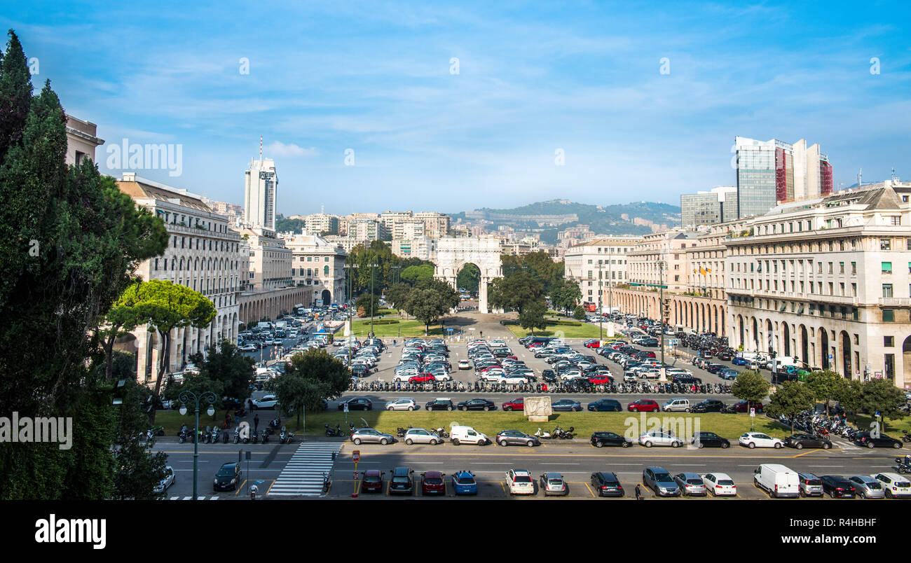 Genova città vista, viaggia in Europa scatti, Italia nel mese di ottobre Foto Stock