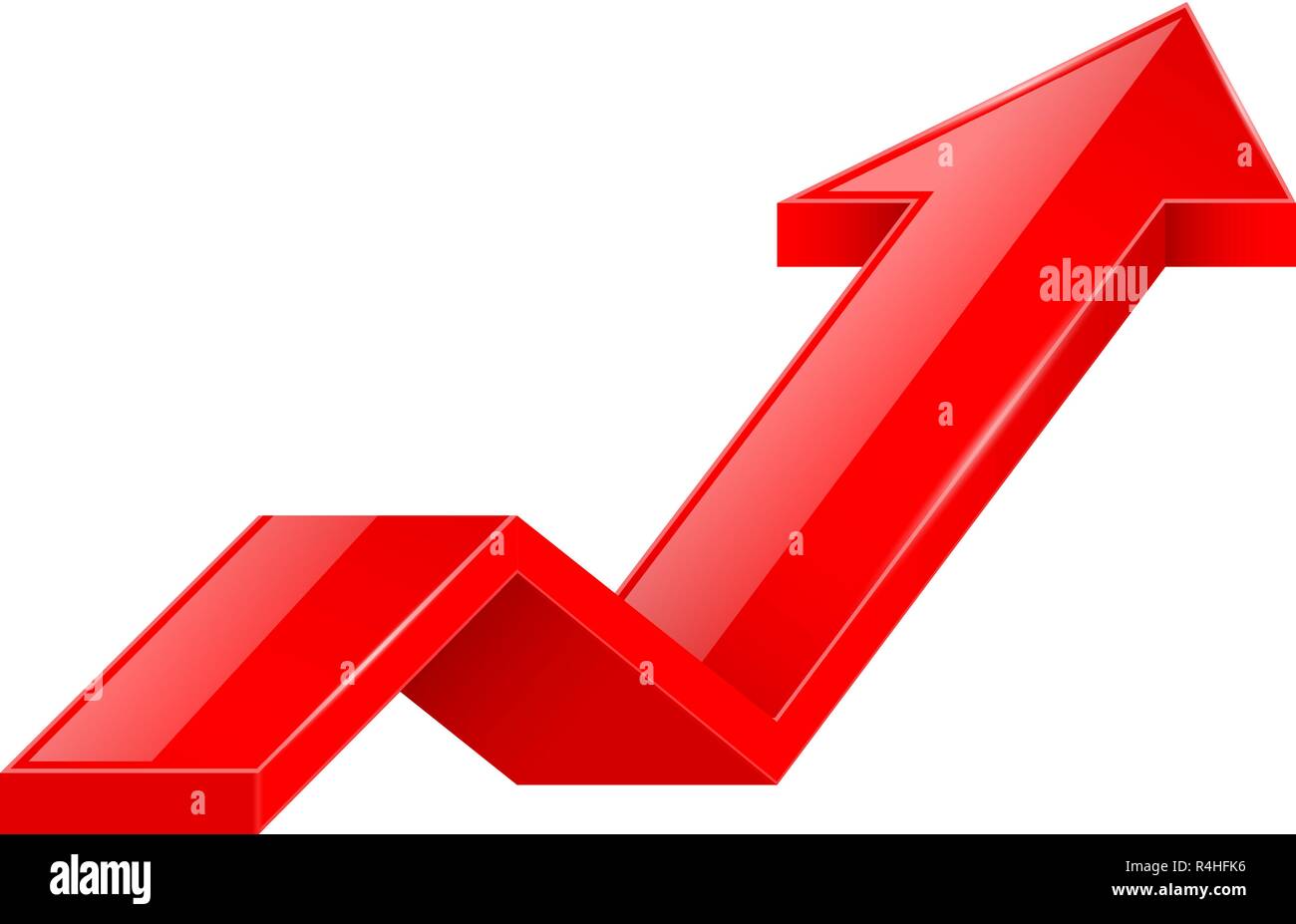 Freccia rossa. 3d UP icona Illustrazione Vettoriale