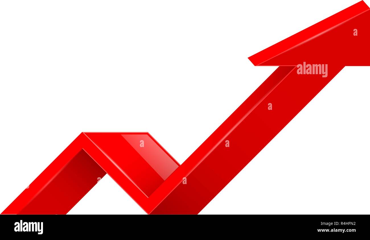 Freccia rossa. 3d UP icona Illustrazione Vettoriale
