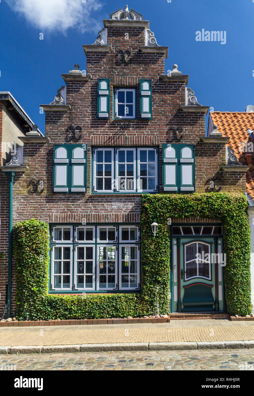 Nordfriesland, Friedrich's Town, facciata di gioielleria in Kaneelstrasse, Friedrichstadt, Fassadenschmuck in der Kaneelstrasse Foto Stock