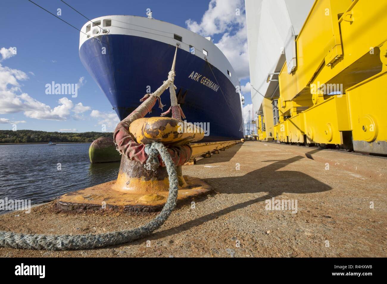 Danese di roll-on roll-off nave Arca Germania nel porto di Fredrikstad in Norvegia. Esercitazione NATO Trident Frangente in Norvegia, Fredrikstad su 28.09.2018. Foto Stock