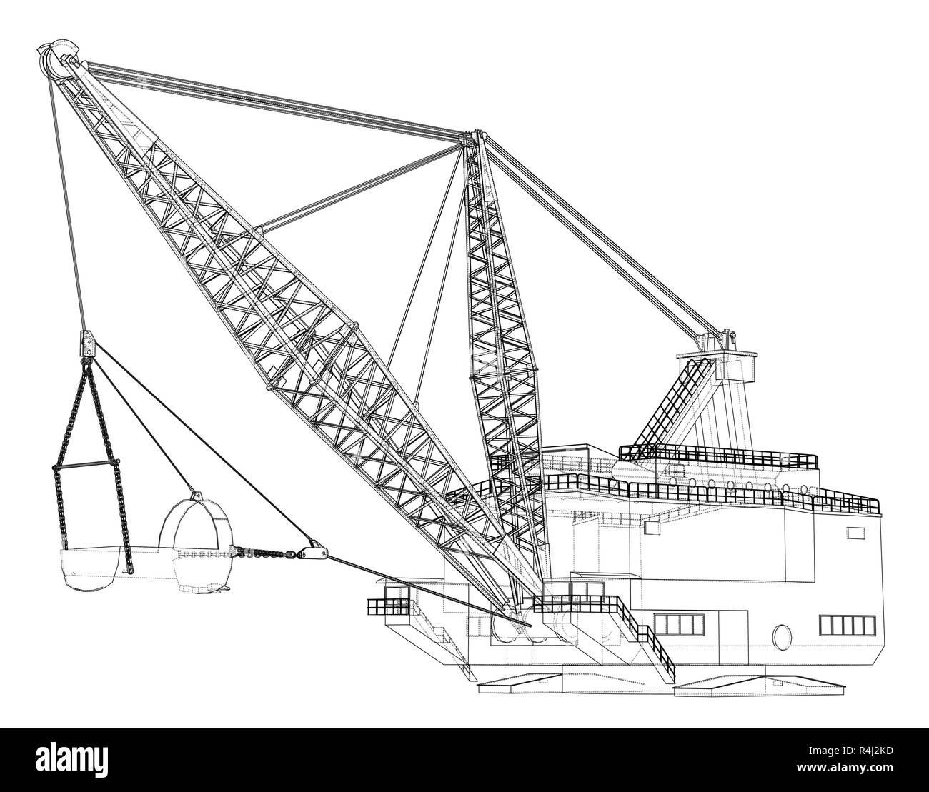 Dragline escavatore a piedi. Vettore Illustrazione Vettoriale