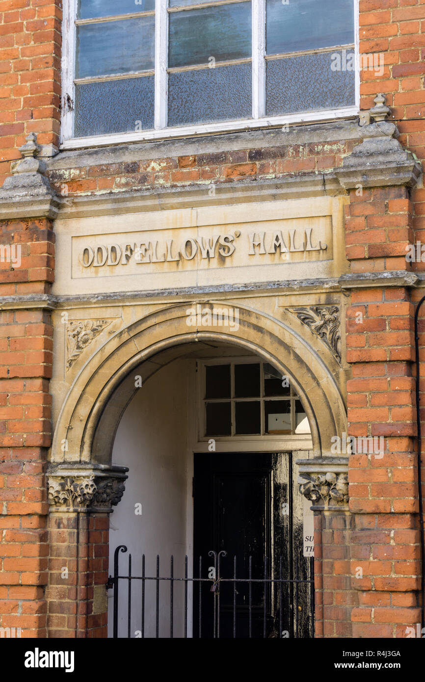Oddfellows Hall di Buckingham, Regno Unito; una organizzazione no-profit che gestisce gli eventi, attività sociali e fornisce assistenza e supporto per i membri. Foto Stock
