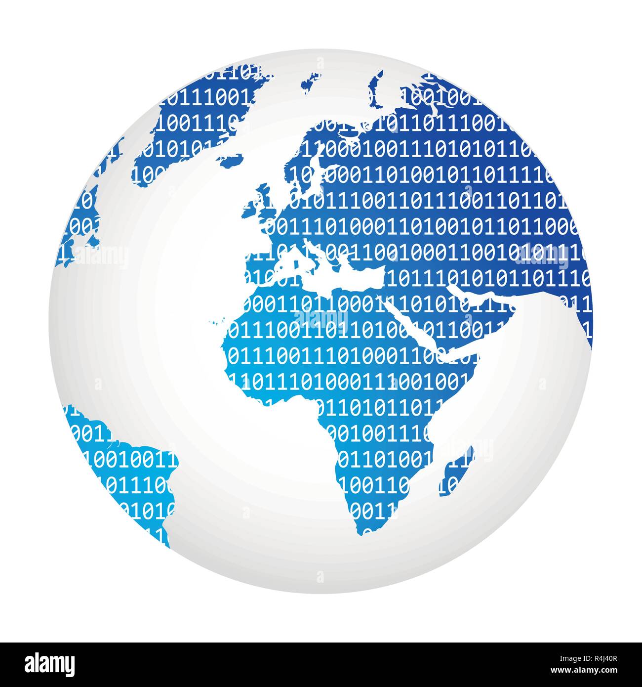 Grande dati di codice binario in tutto il mondo illustrazione vettoriale EPS10 Illustrazione Vettoriale