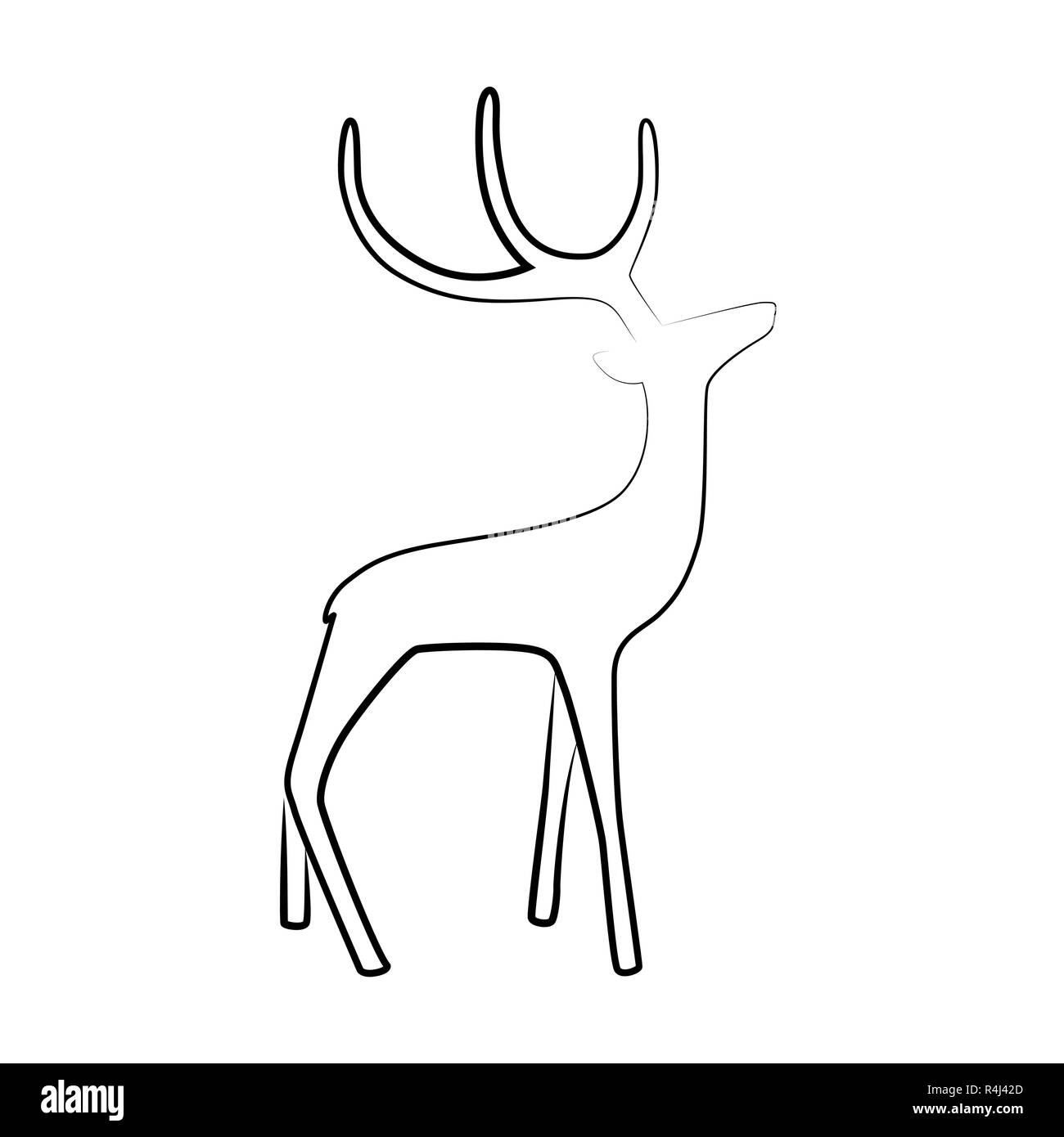 Elk renne schizzo su sfondo bianco illustrazione vettoriale EPS10 Illustrazione Vettoriale