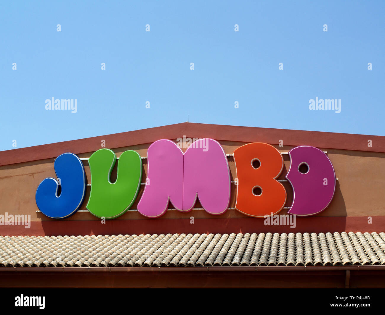 Jumbo negozi nella città di Corfù, Corfu, Grecia Foto Stock