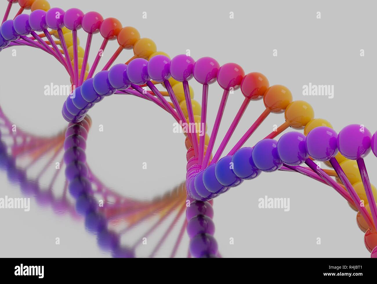 Il DNA multi colore isolato su bianco 3d illustrazione Foto Stock