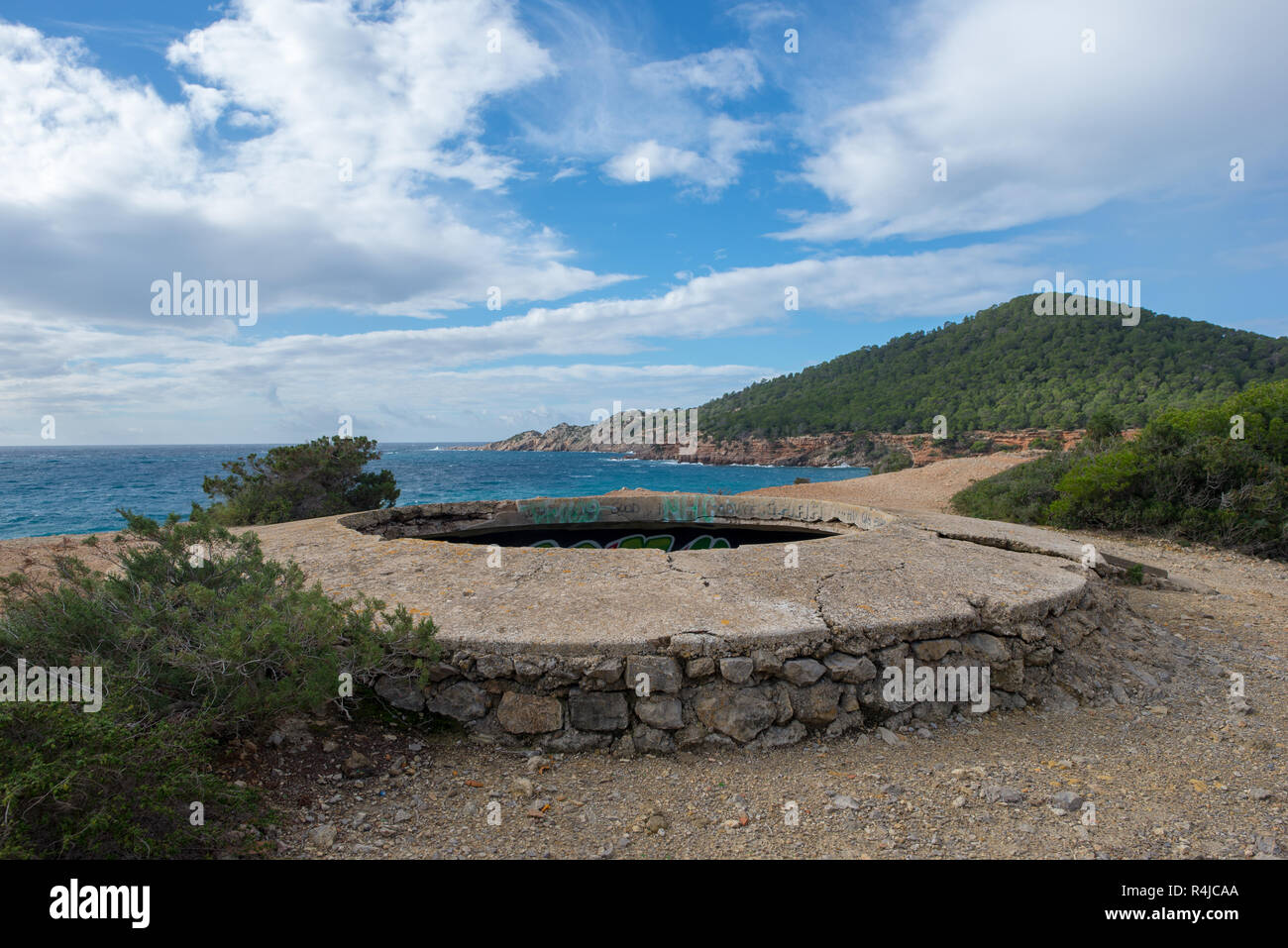 Insediamento Fenicio in cala sa Caleta, Ibiza, Spagna Foto Stock