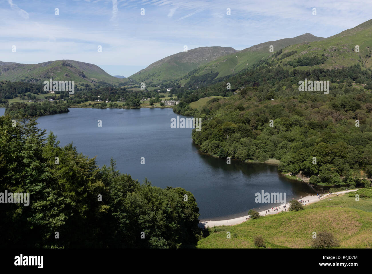 Alta Vista di Grasmere dalla terrazza Loughrigg, Cumbria, Lake District inglese, REGNO UNITO Foto Stock