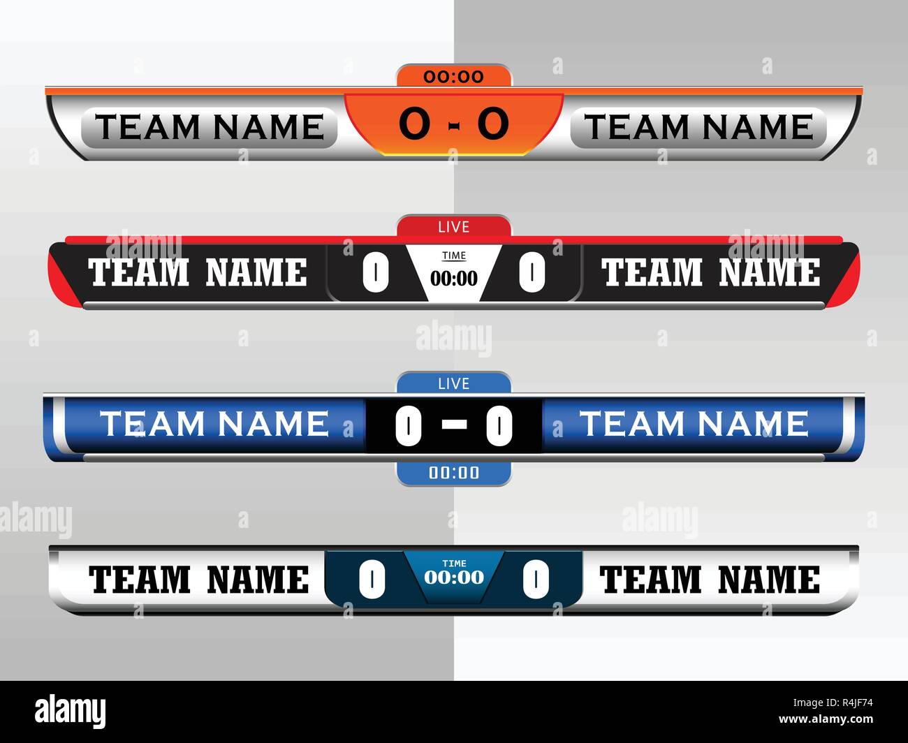 Quadro di valutazione sullo schermo digitale modello grafico per la radiodiffusione di calcio, calcio o calcetto, illustrazione vettoriale modello di progettazione per soccer league Illustrazione Vettoriale