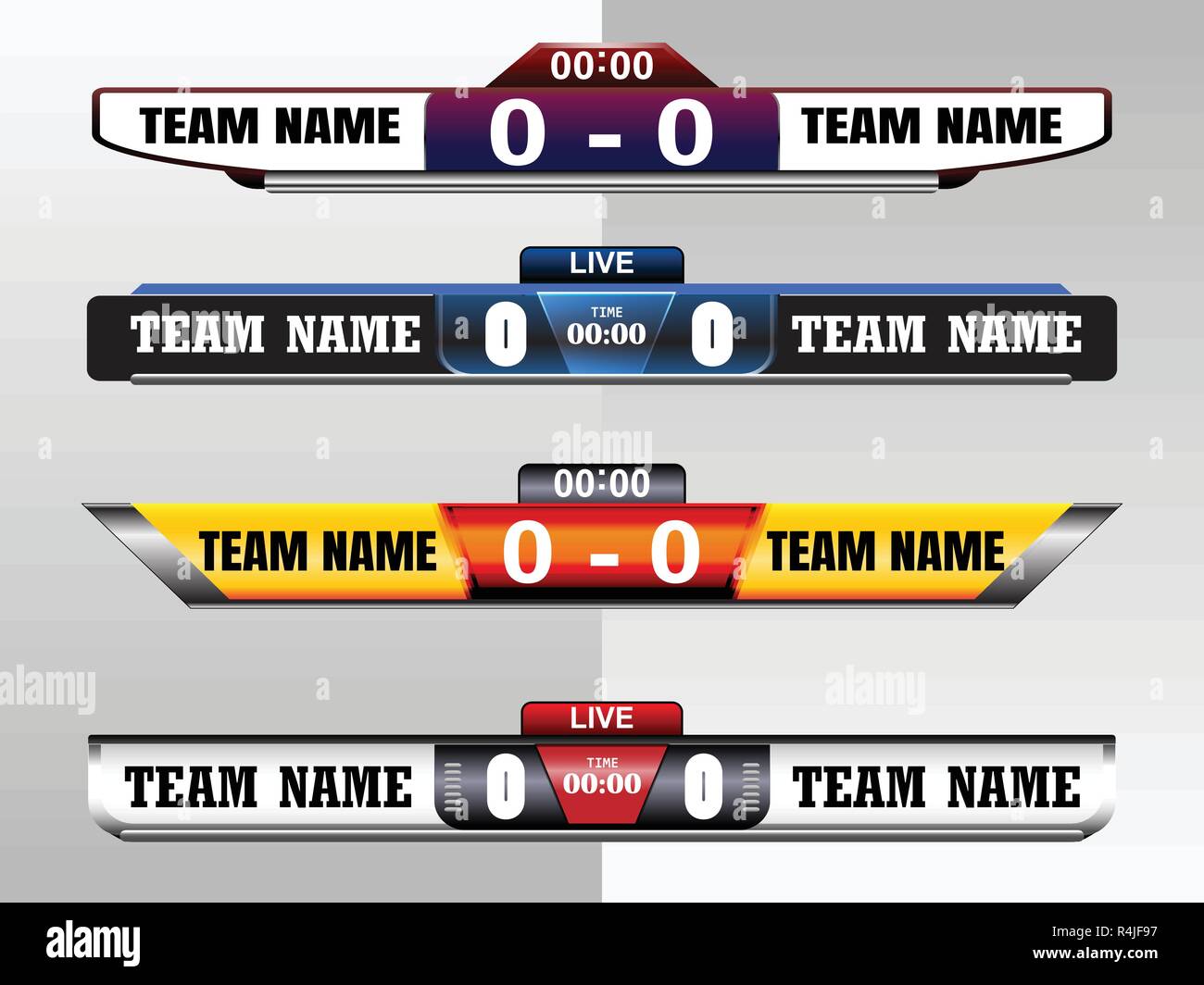 Quadro di valutazione sullo schermo digitale modello grafico per la radiodiffusione di calcio, calcio o calcetto, illustrazione vettoriale modello di progettazione per soccer league Illustrazione Vettoriale