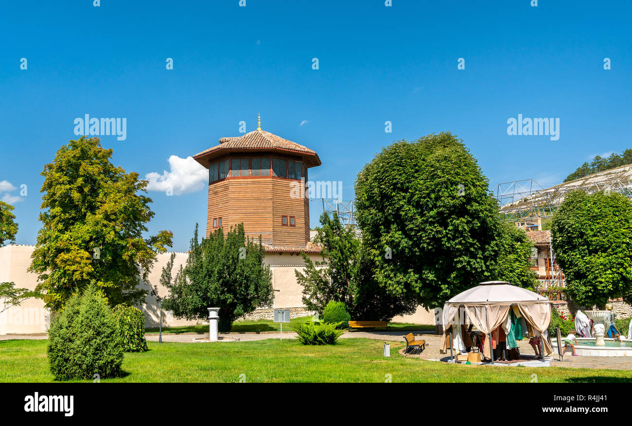 La torre di Falcon a Hansaray in Bakhchysarai, Crimea Foto Stock