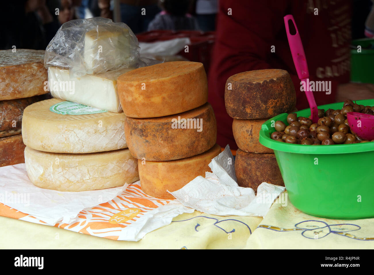 Agriturismo il formaggio - mercato di domenica in Teror attorno alla basilica Foto Stock