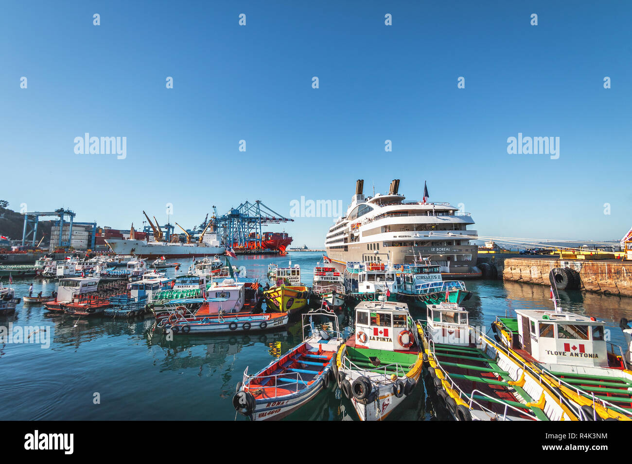 Muelle Prat Pier - Valparaiso, Cile Foto Stock