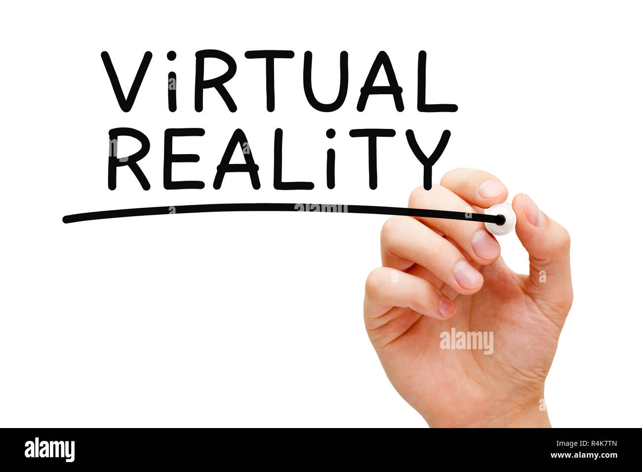 La realtà virtuale scritta a mano con il pennarello nero Foto Stock