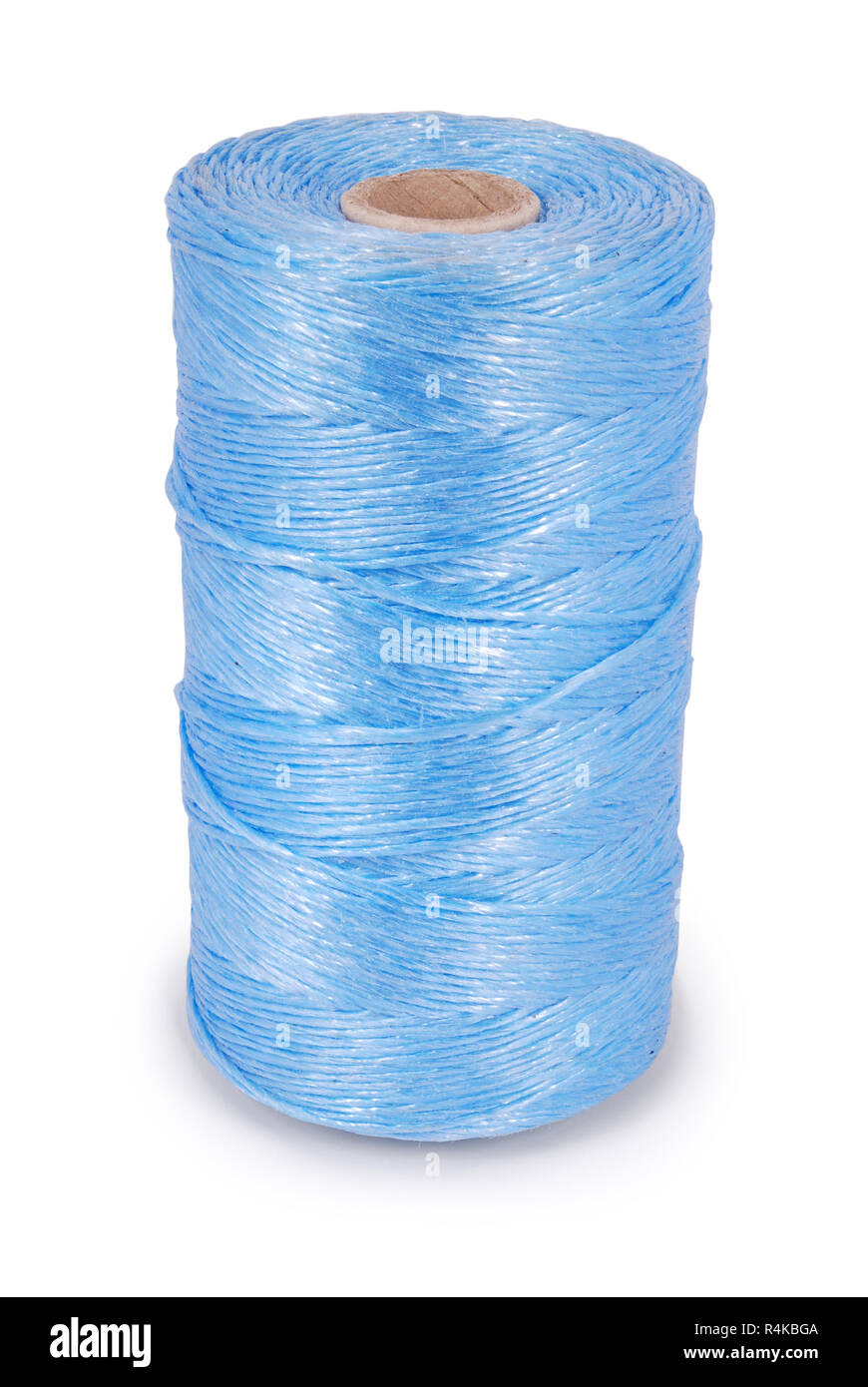 Bobine di colori blu fili isolati su sfondo bianco. Foto Stock