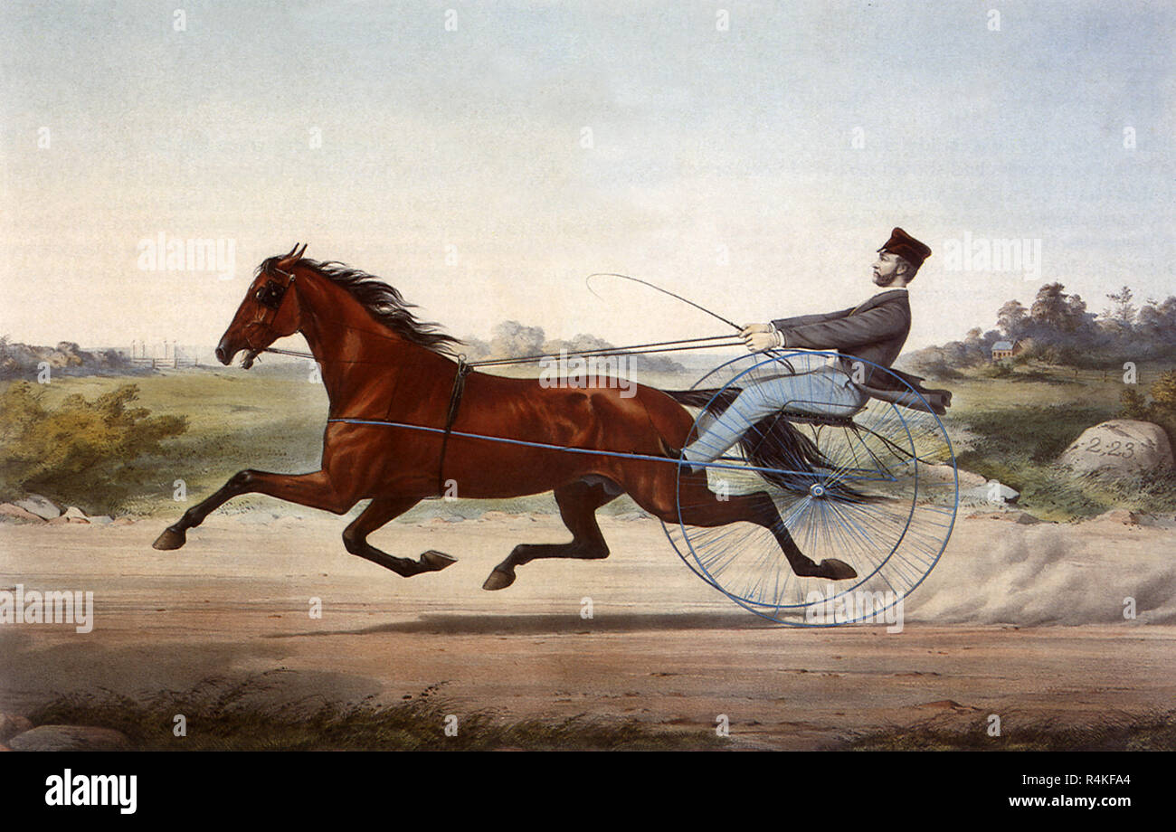 Un cavallo da corsa e Driver, Currier, Nathaniel & Ives, marmellata. Foto Stock