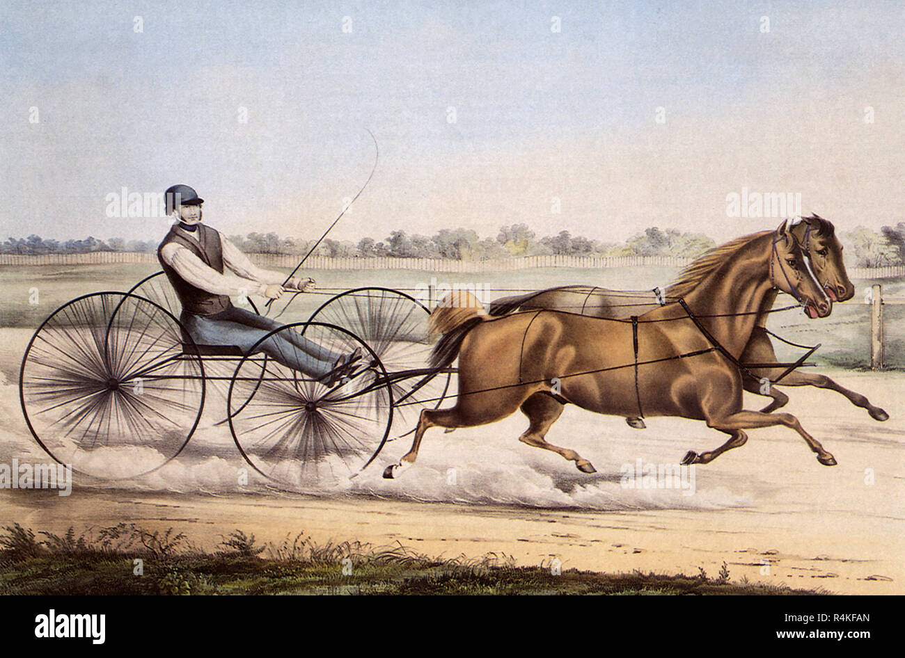 I cavalli da corsa e buggy, Currier, Nathaniel & Ives, marmellata. Foto Stock