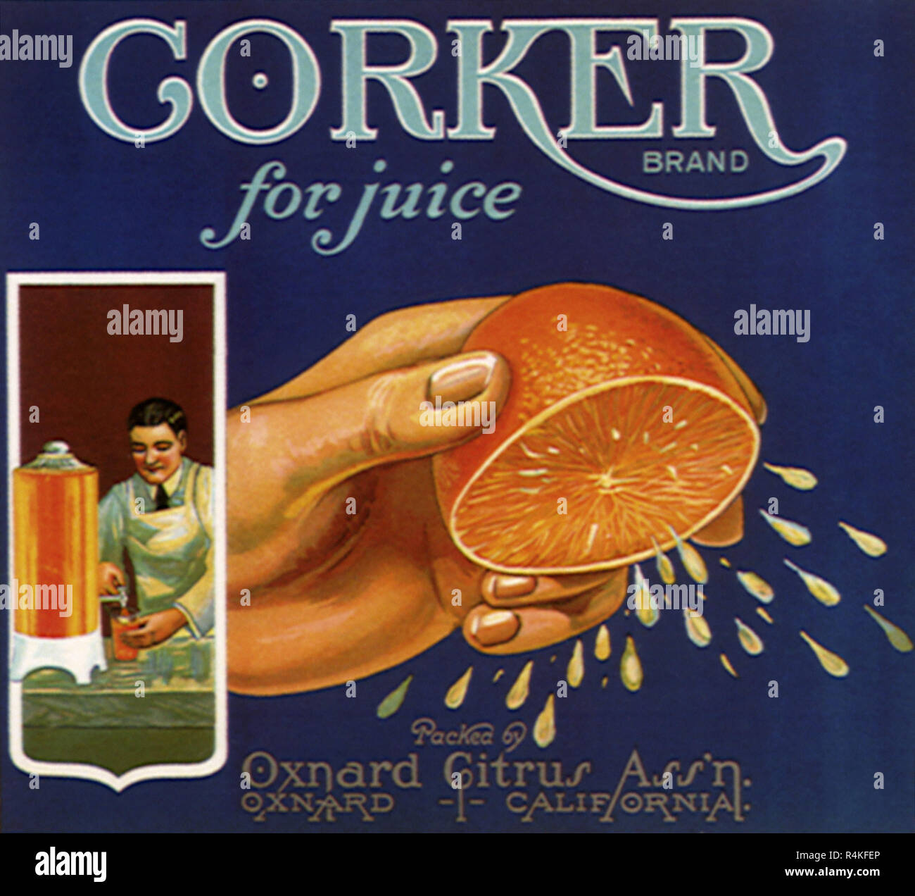 Spremitura a mano di colore arancione. Foto Stock