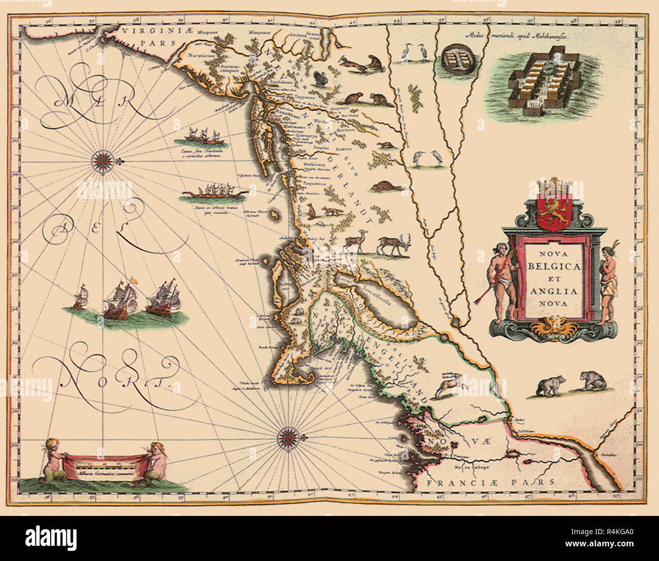 Inclinato per il Nord America 1630, Blaeu, Willem. Foto Stock