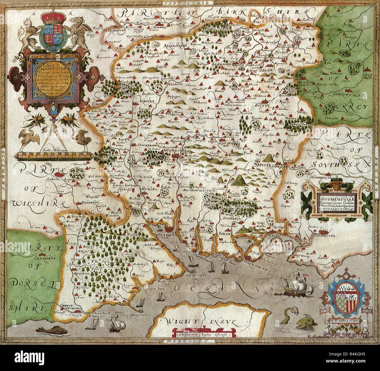 Hampshire 1579, Saxton, Christopher. Foto Stock