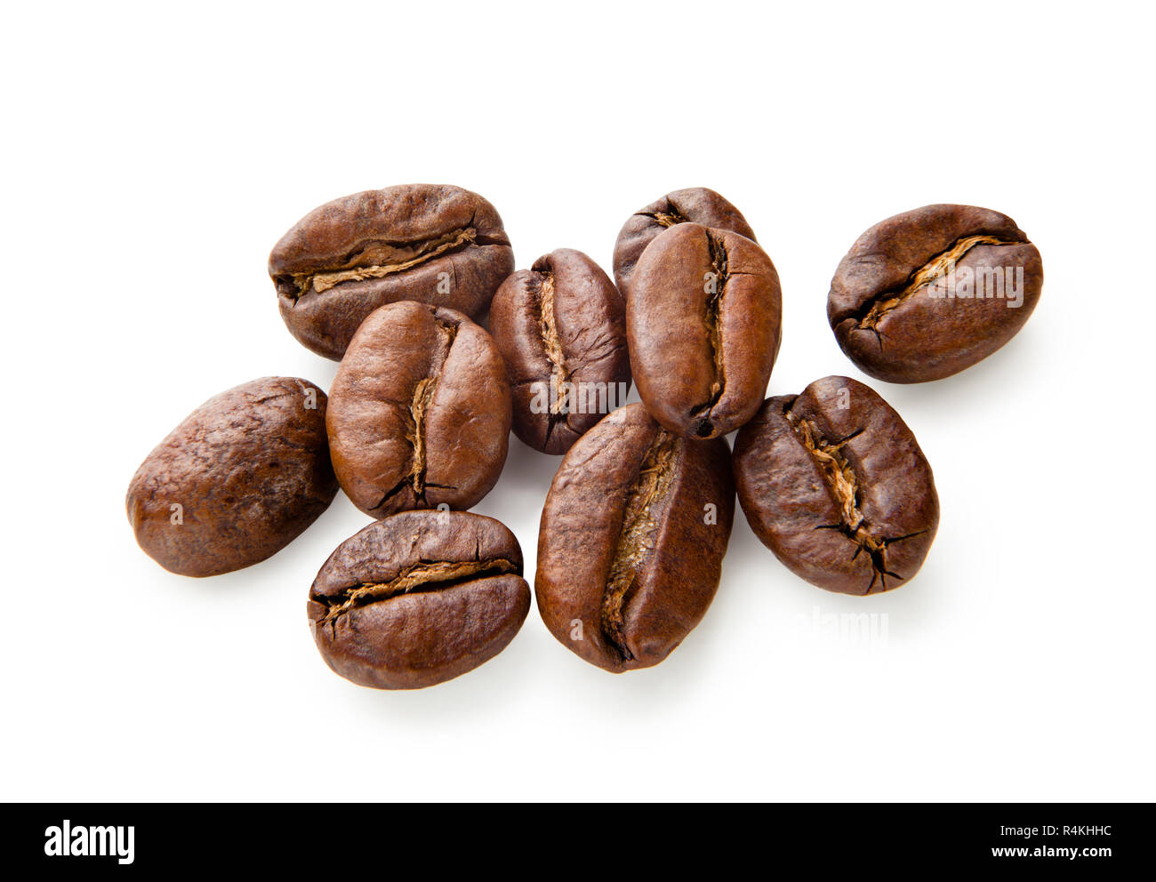 Il caffè. I chicchi di caffè isolato su sfondo bianco Foto Stock