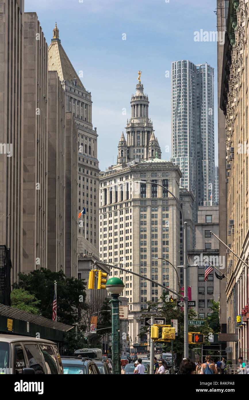 Manhattan,New York City, Stati Uniti d'America - 1 Luglio 2018 : Vista di Walker Street al centro Street Foto Stock