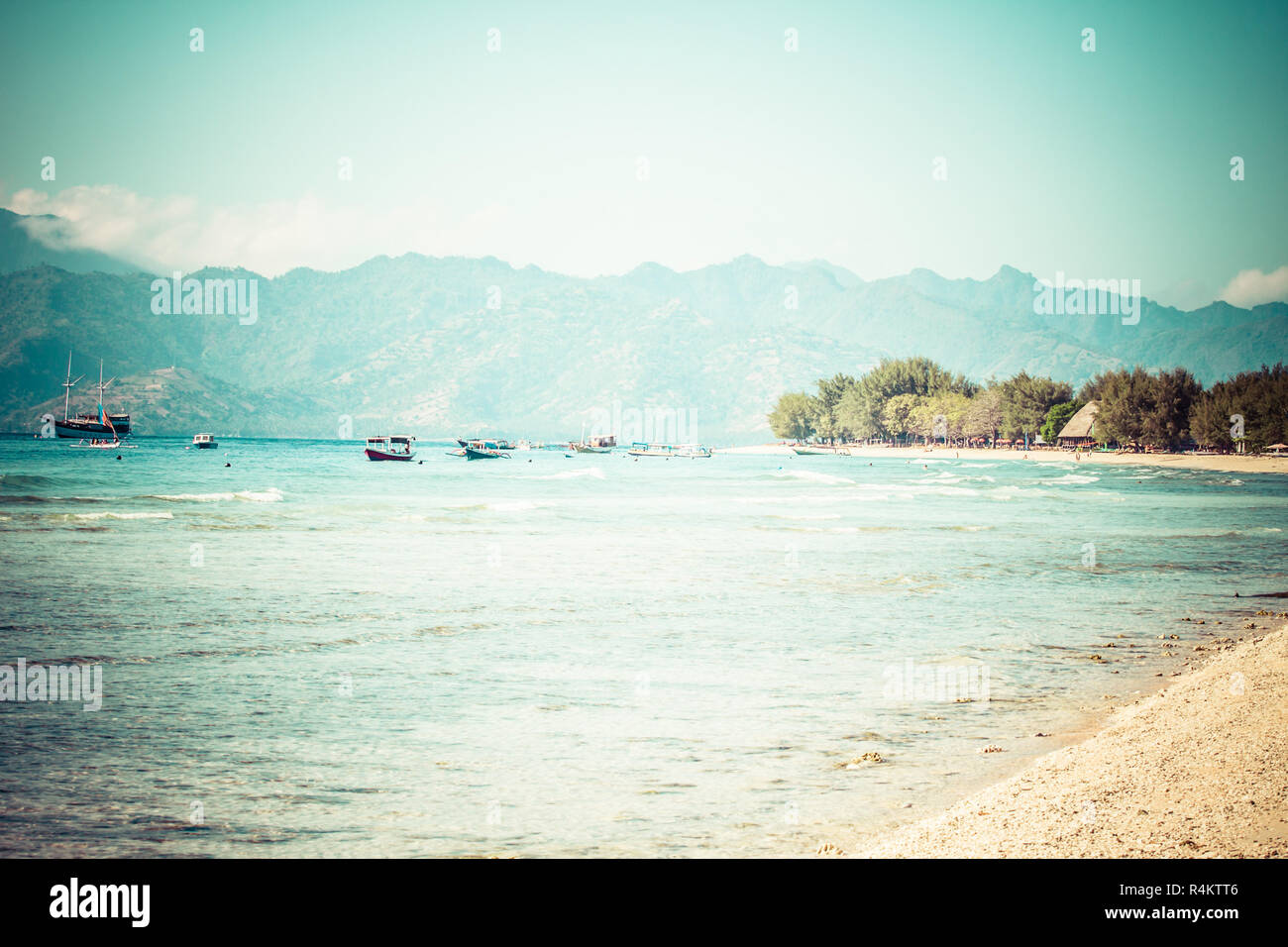 Bel Mare e Coste di Gili Trawangan, Indonesia. Foto Stock