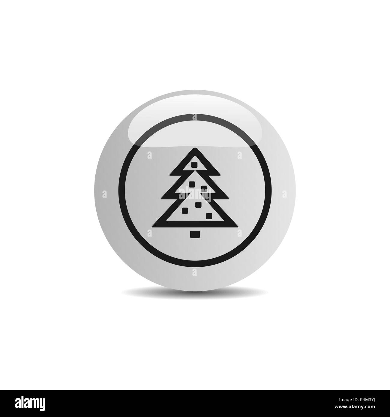 Albero di natale icona di un pulsante su uno sfondo bianco. Illustrazione Vettoriale Illustrazione Vettoriale
