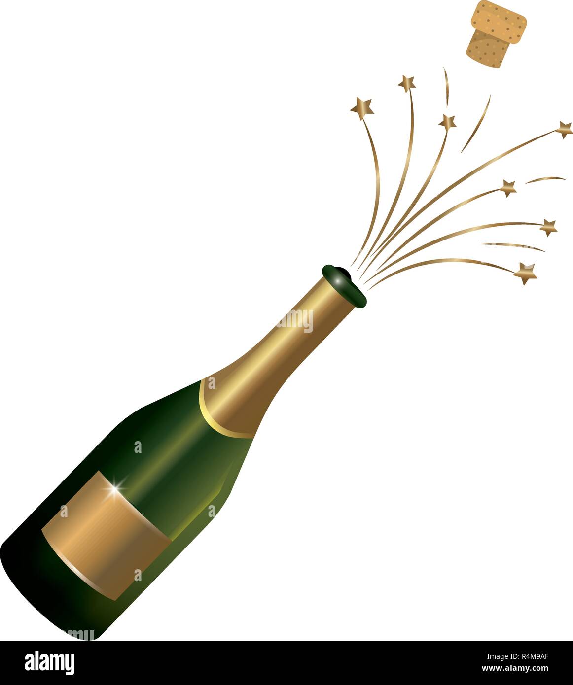 Lussuoso ed elegante bottiglia di champagne con fuochi d'artificio cartoon  illustrazione vettoriale graphic design Immagine e Vettoriale - Alamy