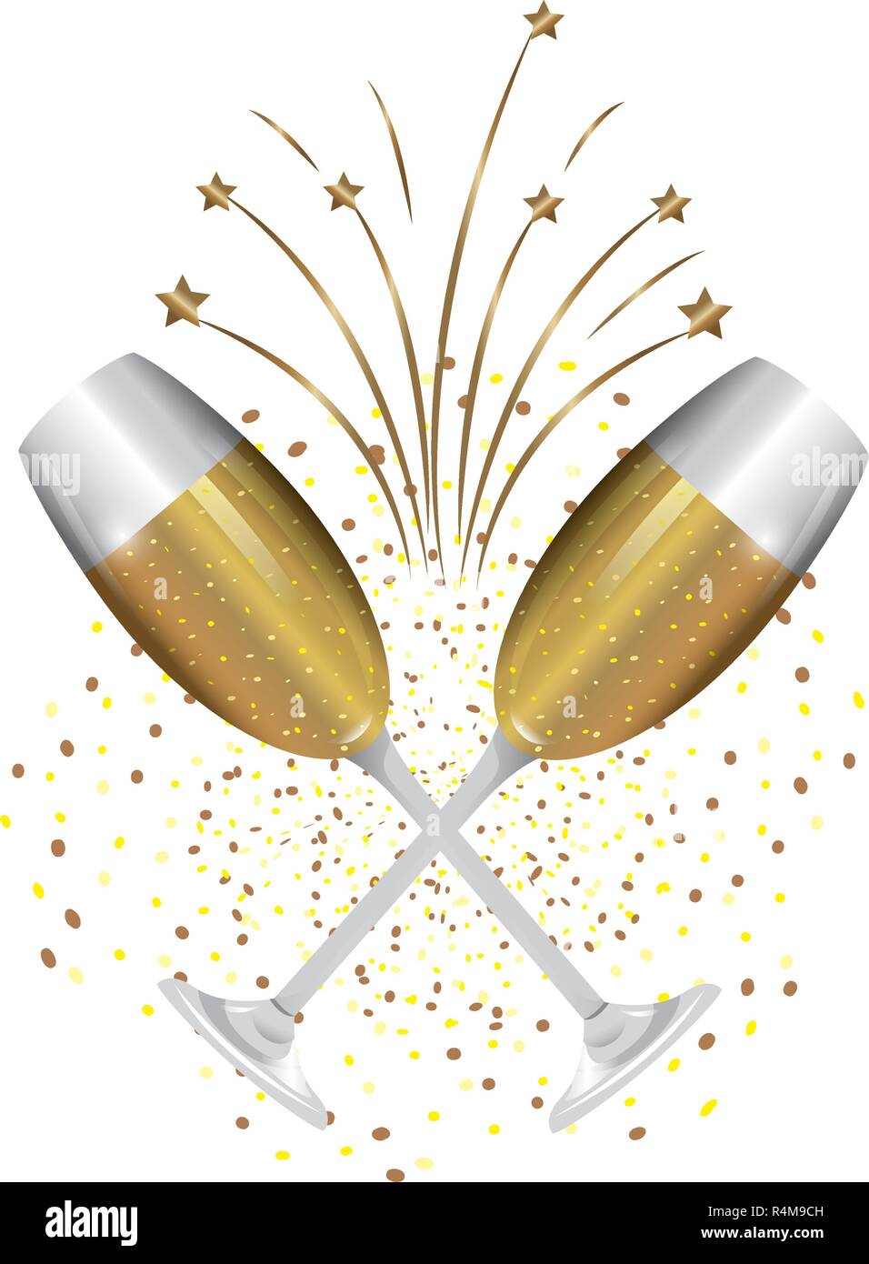 Lusso e eleganti calici di champagne con party stelle cartoon illustrazione  vettoriale graphic design Immagine e Vettoriale - Alamy