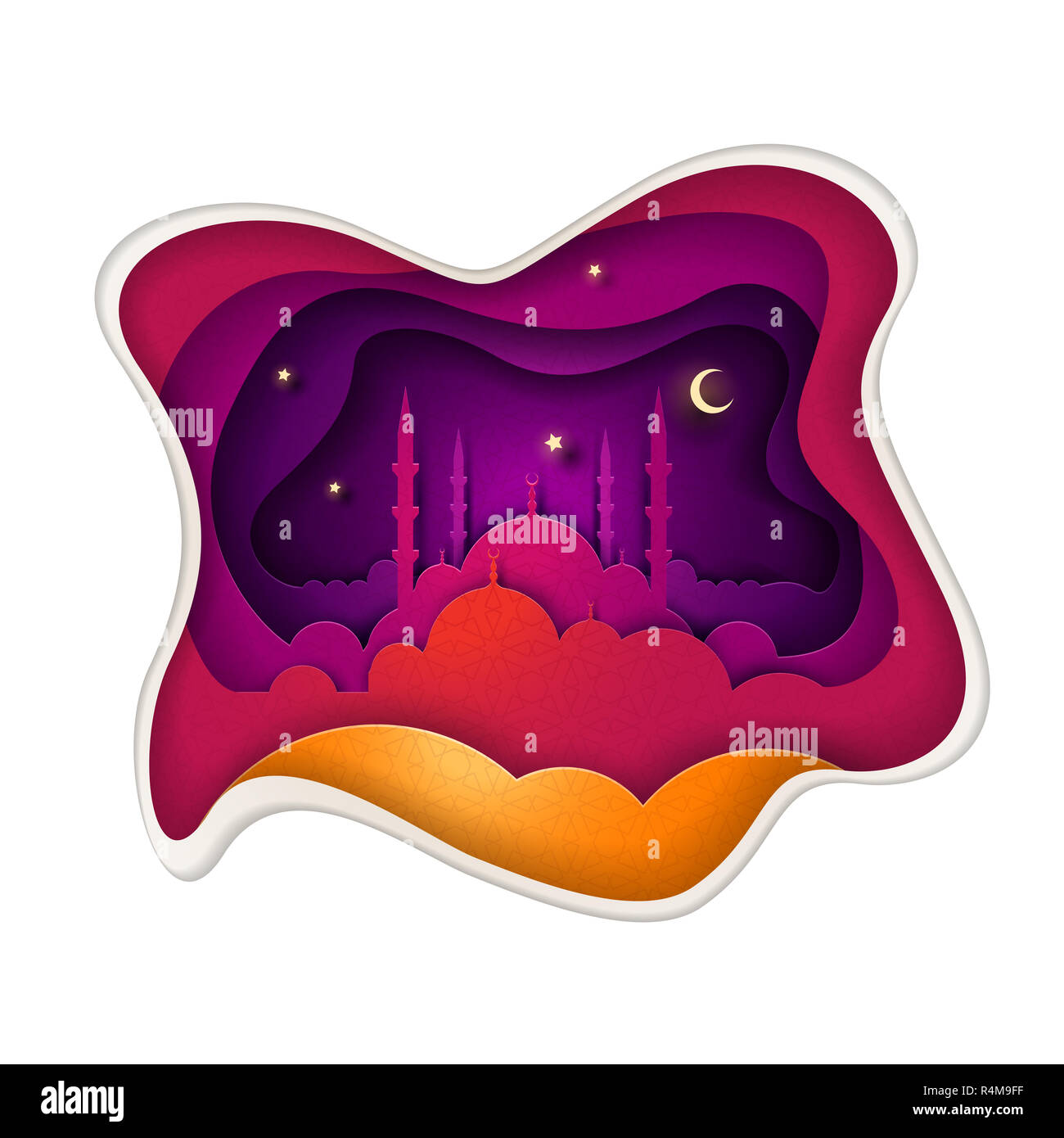 Islamic greeting card design per il Ramadan. Foto Stock