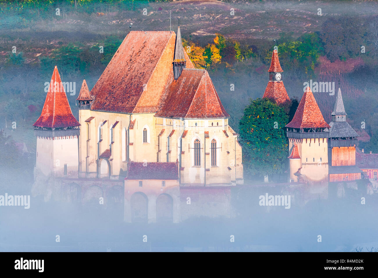 Biertan, Sibiu: chiesa fortificata della città, Transilvania, Romania Foto Stock