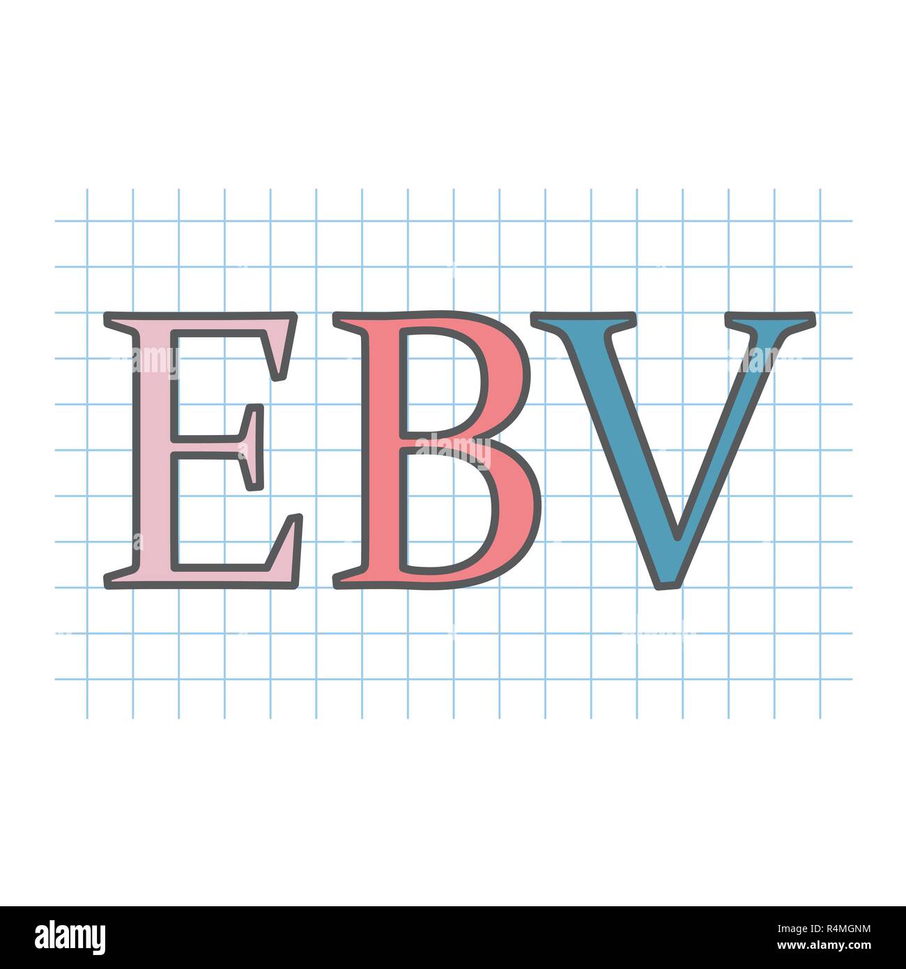 EBV (virus di EPSTEIN-BARR) sigla scritta a scacchi sul foglio di carta- illustrazione vettoriale Illustrazione Vettoriale