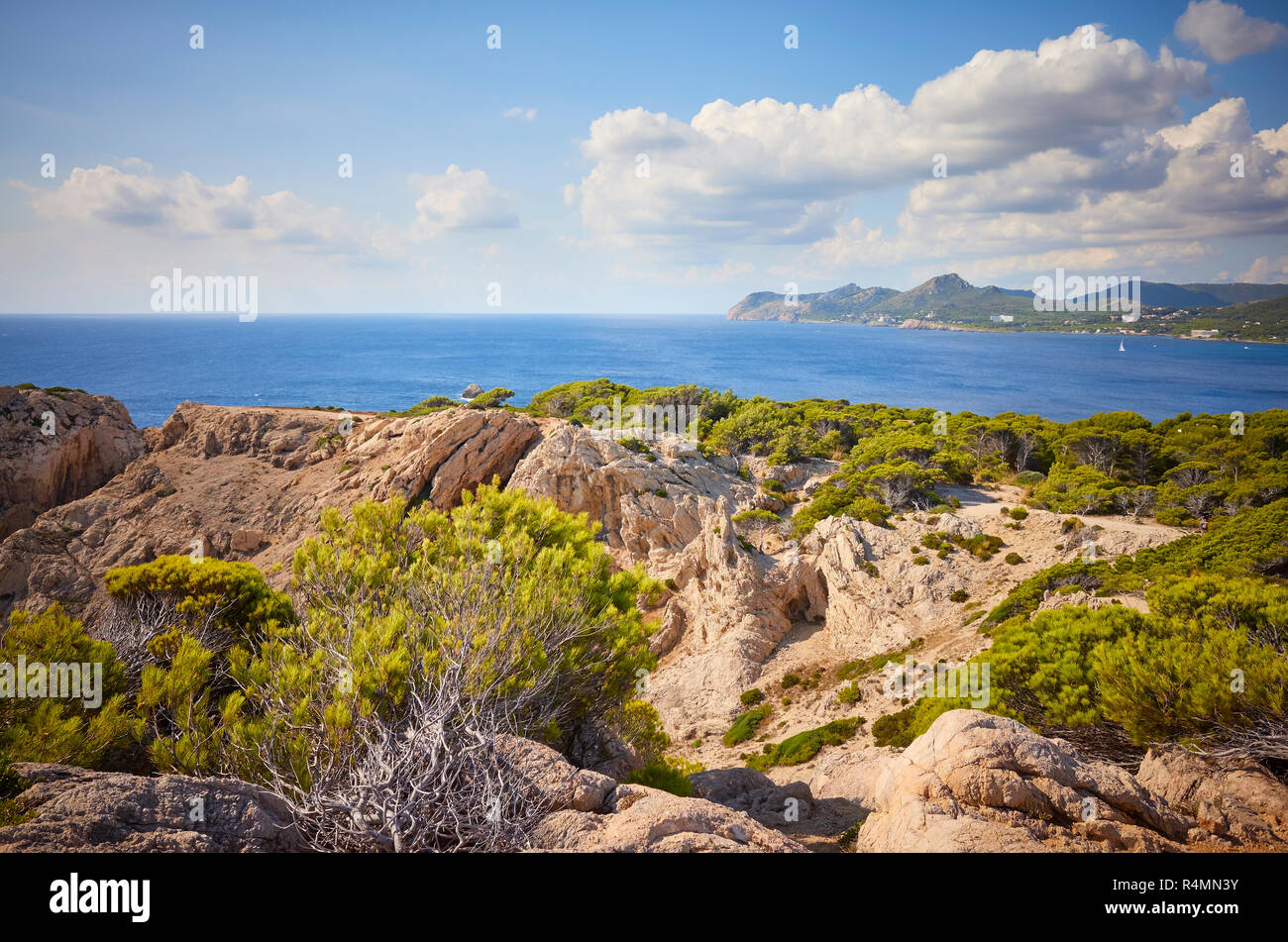 Scenario paesaggistico di Capdepera, Mallorca, Spagna. Foto Stock