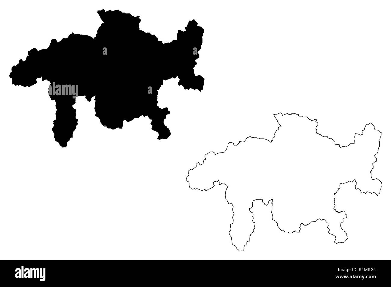Grigioni (Cantoni della Svizzera, cantoni e Confederazione svizzera) mappa illustrazione vettoriale, scribble schizzo Cantone dei Grigioni mappa Illustrazione Vettoriale