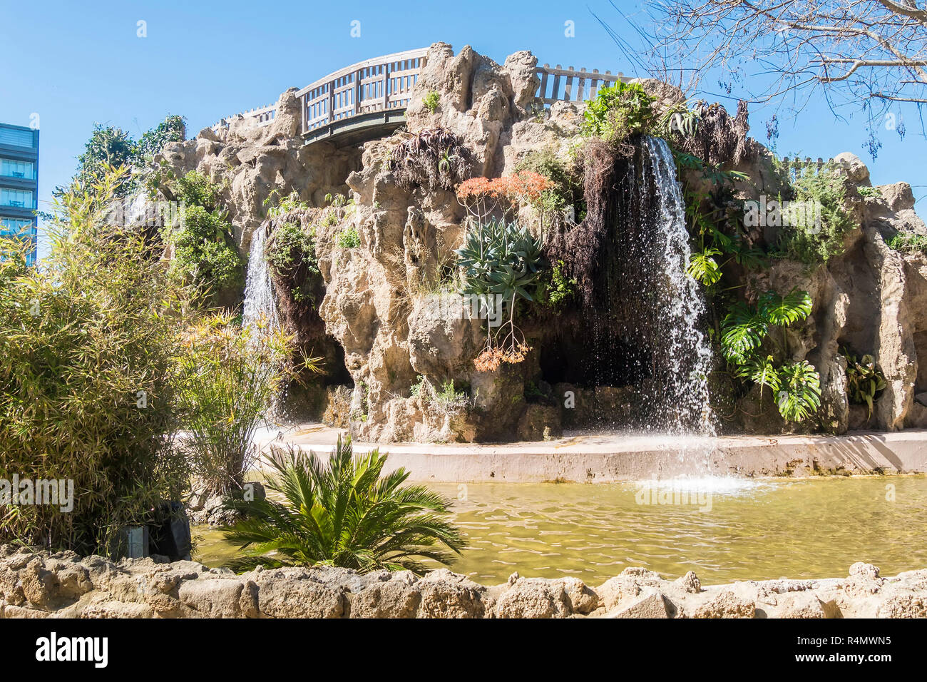 Piccolo lago nel Parco Genoves, Cadice, Andalusia, Spagna Foto Stock