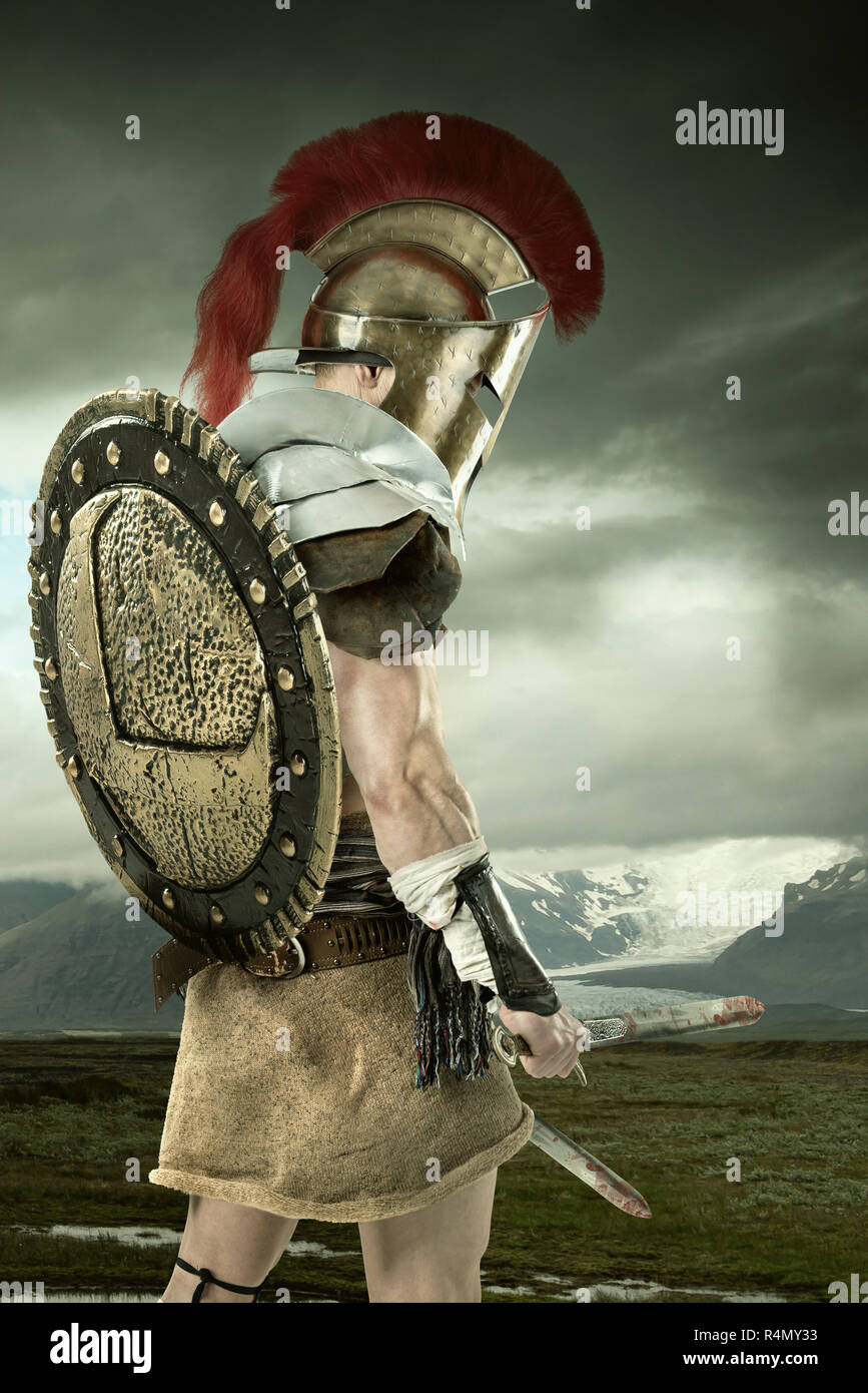 Antico soldato o un gladiatore Foto Stock