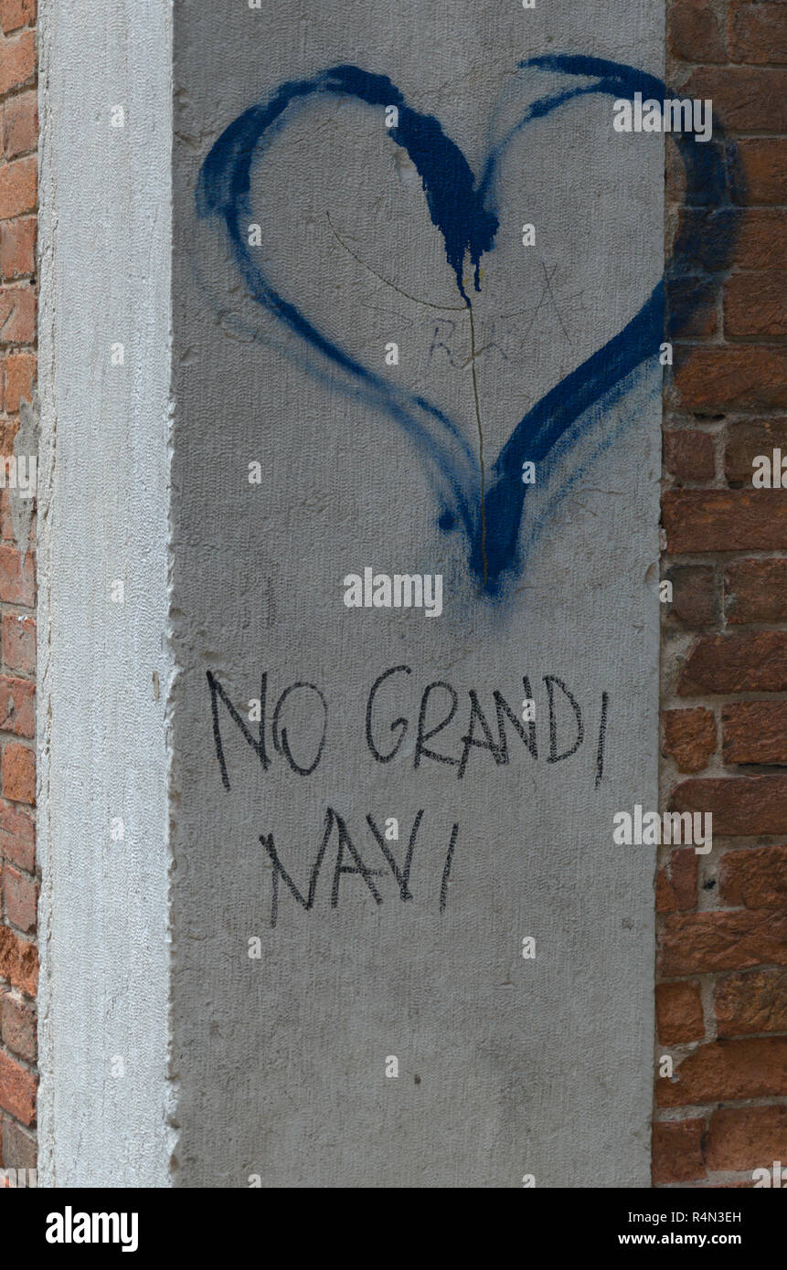 Graffiti a Venezia la ricusazione di navi da crociera Foto Stock